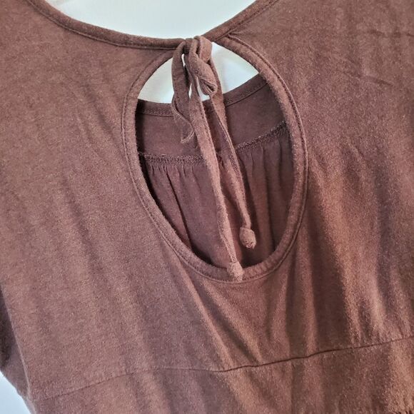 Red Rover Brown Relaxed Fit Flowy Short Sleeve Blouse Size XL - Picture 9 of 9